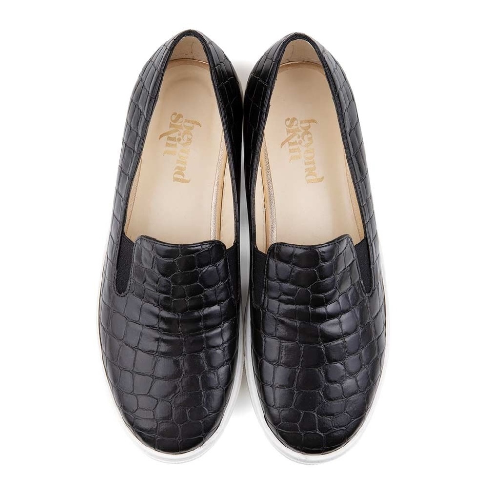 Beyond Skin Hendrix Black Mock Croc Pumps